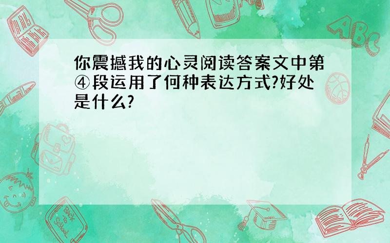 你震撼我的心灵阅读答案文中第④段运用了何种表达方式?好处是什么?