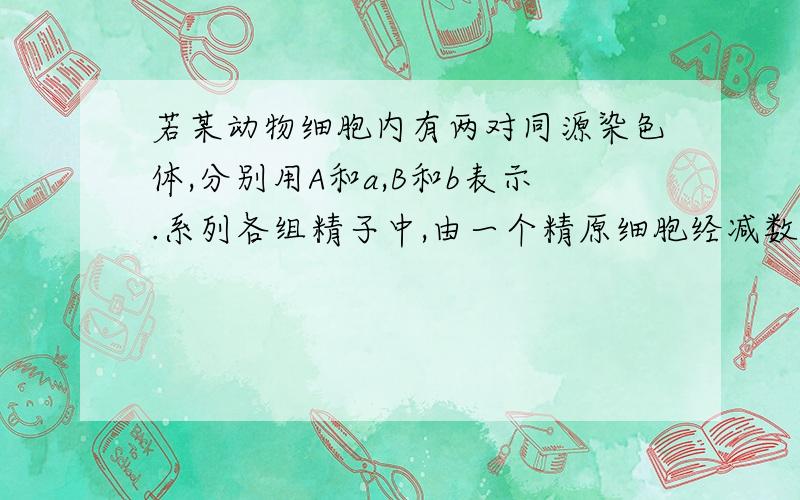 若某动物细胞内有两对同源染色体,分别用A和a,B和b表示.系列各组精子中,由一个精原细胞经减数分裂形成的是（）