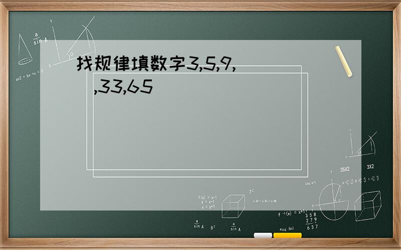 找规律填数字3,5,9,( ),33,65( )