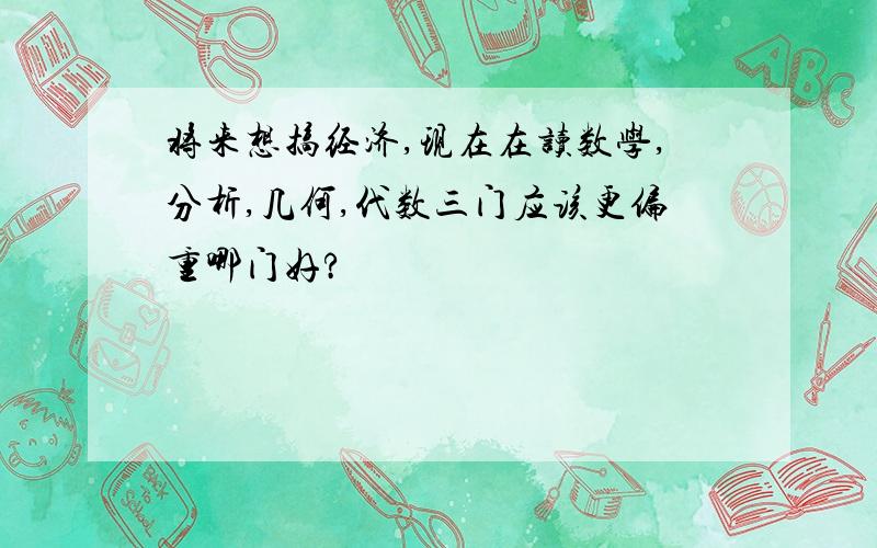 将来想搞经济,现在在读数学,分析,几何,代数三门应该更偏重哪门好?