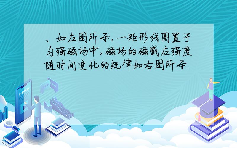 、如左图所示,一矩形线圈置于匀强磁场中,磁场的磁感应强度随时间变化的规律如右图所示．