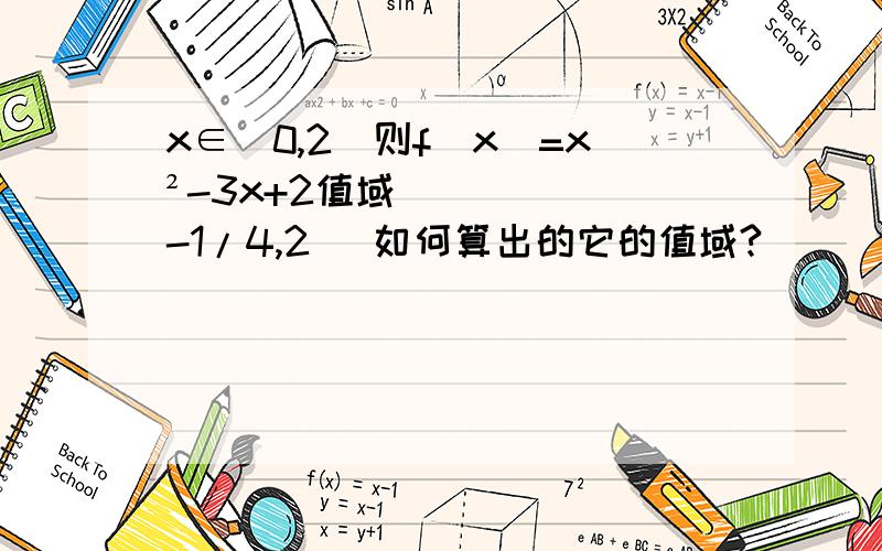 x∈[0,2]则f（x）=x²-3x+2值域（-1/4,2） 如何算出的它的值域?