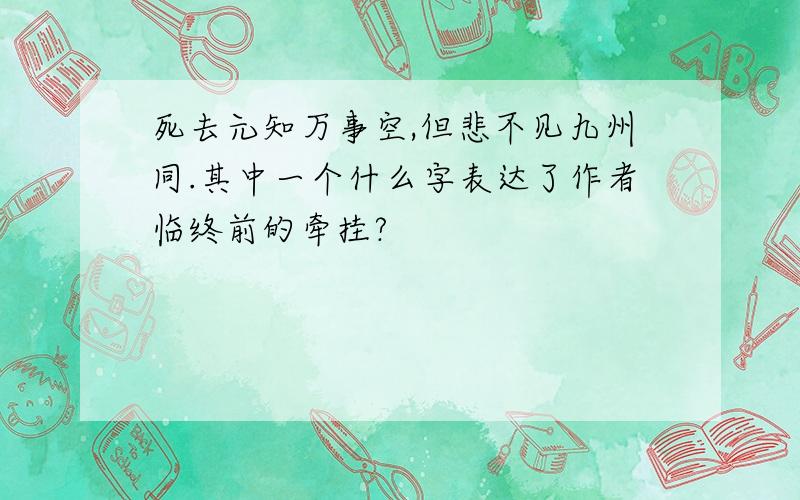 死去元知万事空,但悲不见九州同.其中一个什么字表达了作者临终前的牵挂?