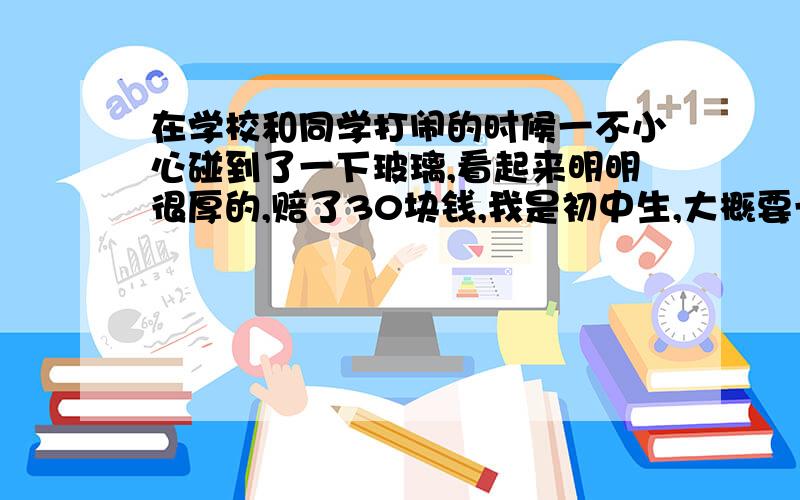 在学校和同学打闹的时候一不小心碰到了一下玻璃,看起来明明很厚的,赔了30块钱,我是初中生,大概要一千五百字左右,实在是第