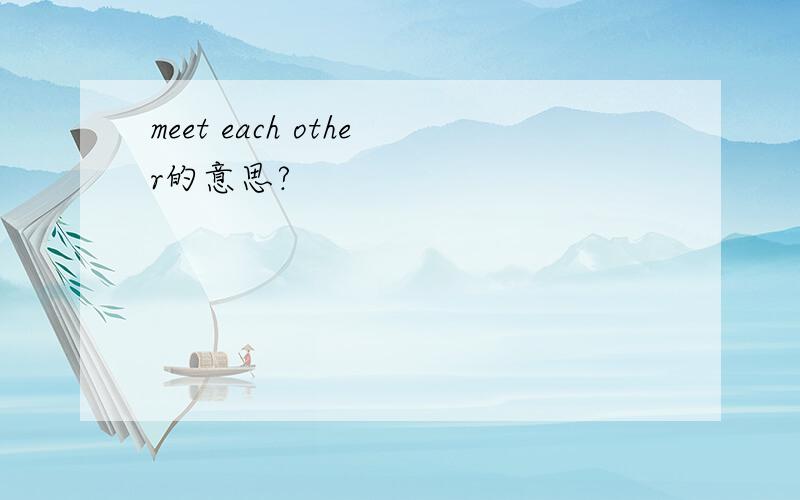 meet each other的意思?