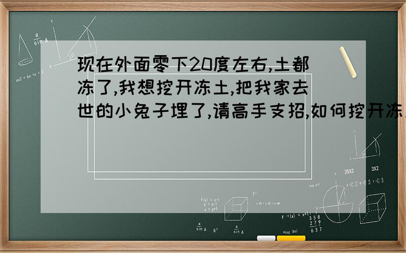 现在外面零下20度左右,土都冻了,我想挖开冻土,把我家去世的小兔子埋了,请高手支招,如何挖开冻土