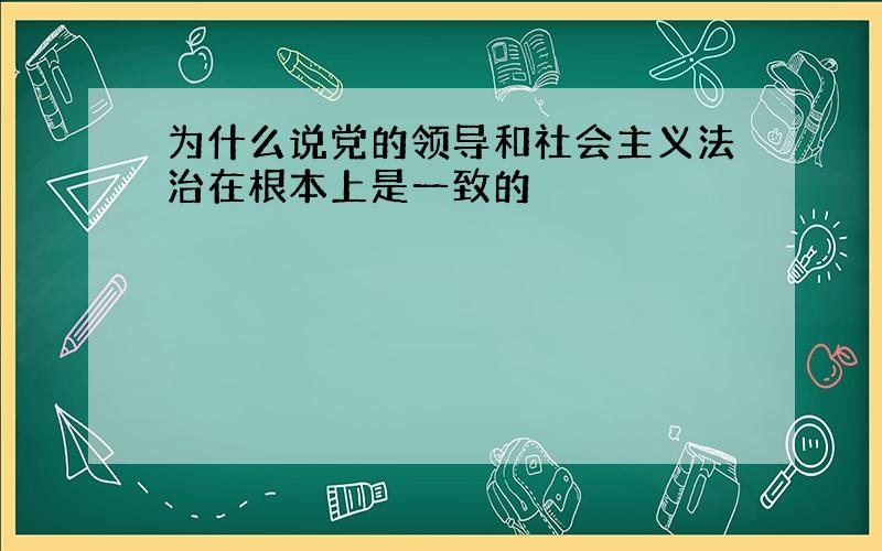 为什么说党的领导和社会主义法治在根本上是一致的