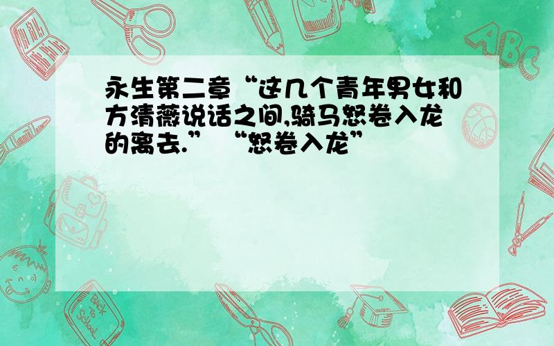 永生第二章“这几个青年男女和方清薇说话之间,骑马怒卷入龙的离去.” “怒卷入龙”