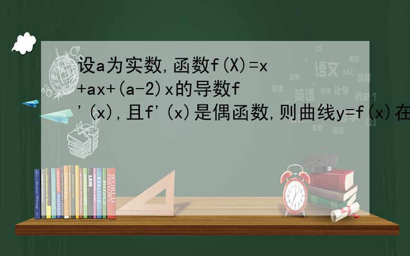 设a为实数,函数f(X)=x+ax+(a-2)x的导数f'(x),且f'(x)是偶函数,则曲线y=f(x)在原点处切线方