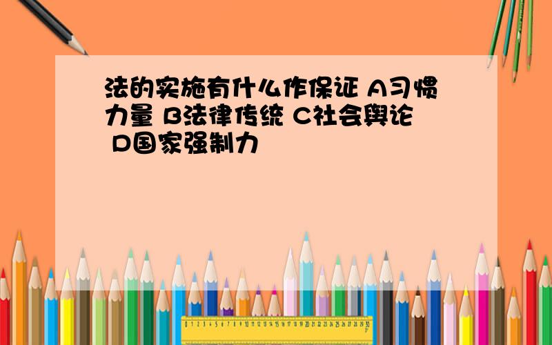 法的实施有什么作保证 A习惯力量 B法律传统 C社会舆论 D国家强制力