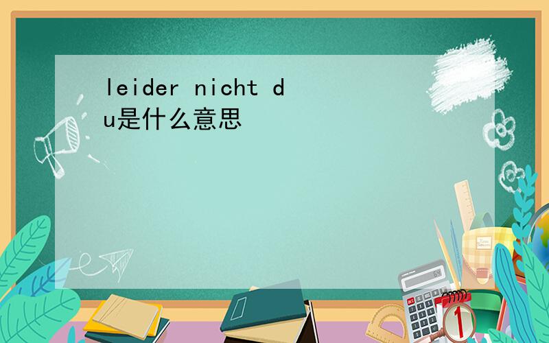 leider nicht du是什么意思