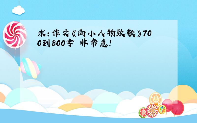 求：作文《向小人物致敬》700到800字 非常急!