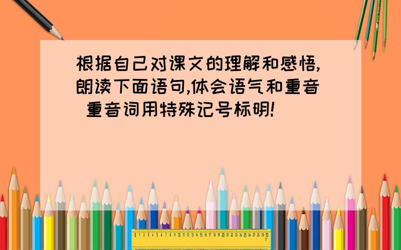 根据自己对课文的理解和感悟,朗读下面语句,体会语气和重音 重音词用特殊记号标明!