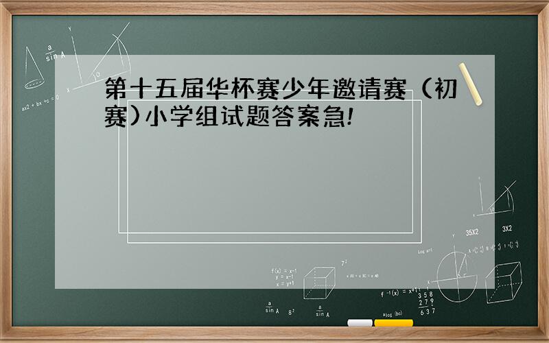 第十五届华杯赛少年邀请赛（初赛)小学组试题答案急!