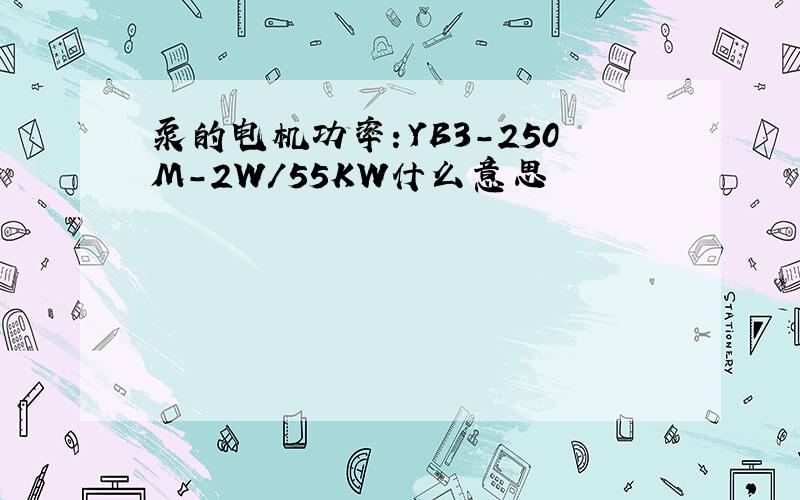 泵的电机功率：YB3-250M-2W/55KW什么意思