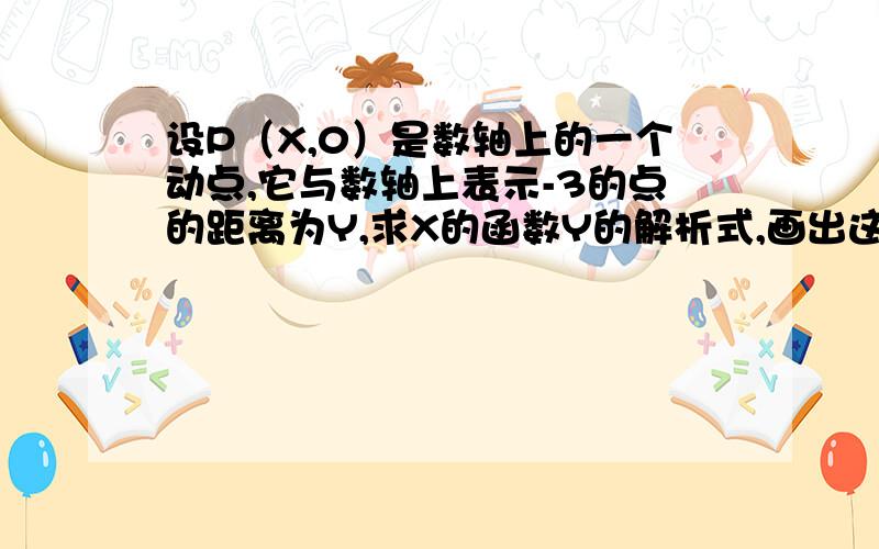 设P（X,0）是数轴上的一个动点,它与数轴上表示-3的点的距离为Y,求X的函数Y的解析式,画出这个函数图像