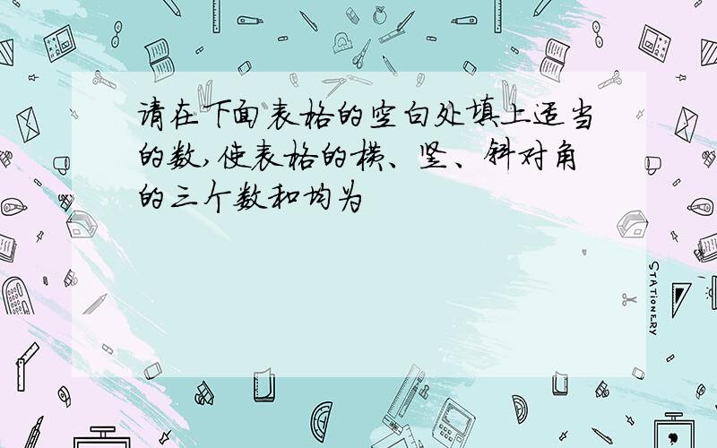 请在下面表格的空白处填上适当的数,使表格的横、竖、斜对角的三个数和均为