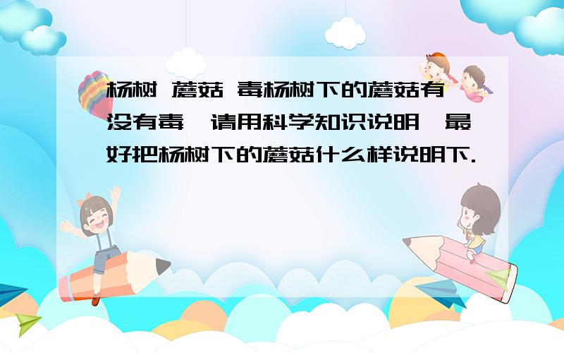 杨树 蘑菇 毒杨树下的蘑菇有没有毒,请用科学知识说明,最好把杨树下的蘑菇什么样说明下.