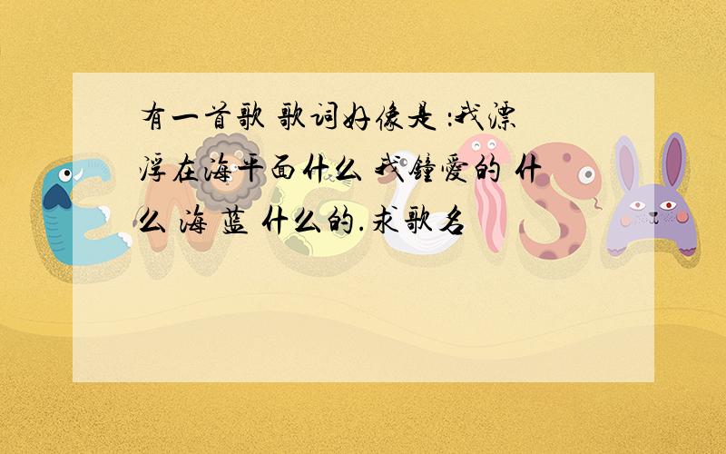 有一首歌 歌词好像是 ：我漂浮在海平面什么 我钟爱的 什么 海 蓝 什么的.求歌名