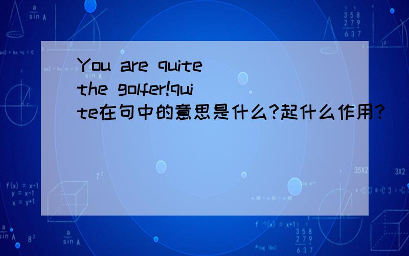 You are quite the golfer!quite在句中的意思是什么?起什么作用?