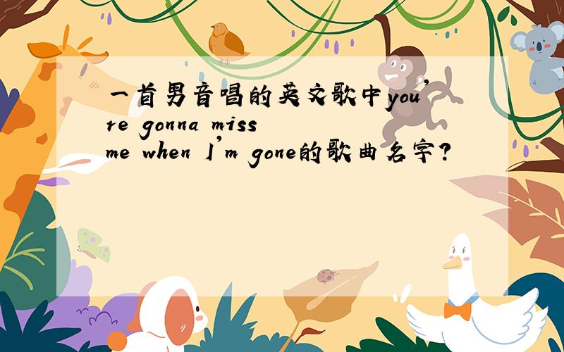 一首男音唱的英文歌中you're gonna miss me when I'm gone的歌曲名字?