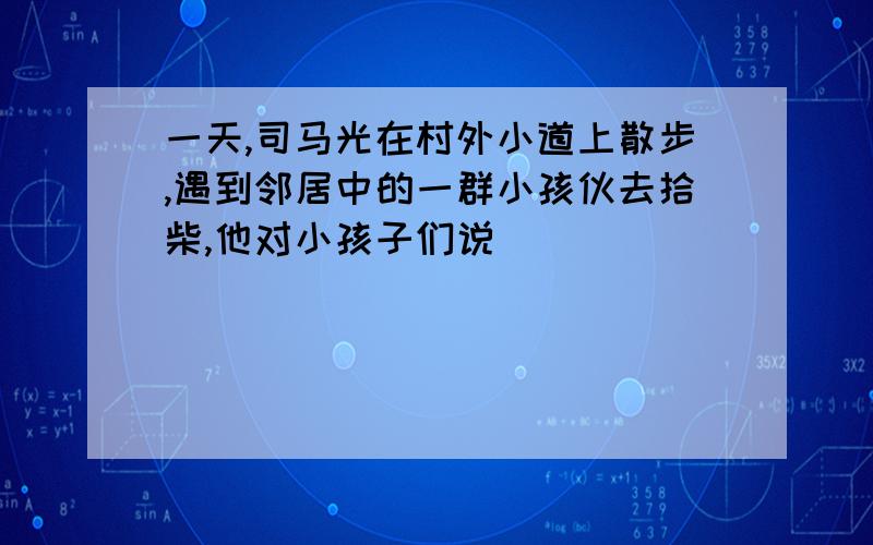 一天,司马光在村外小道上散步,遇到邻居中的一群小孩伙去拾柴,他对小孩子们说