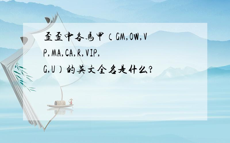 歪歪中各马甲（GM,OW,VP,MA,CA,R,VIP,G,U）的英文全名是什么?