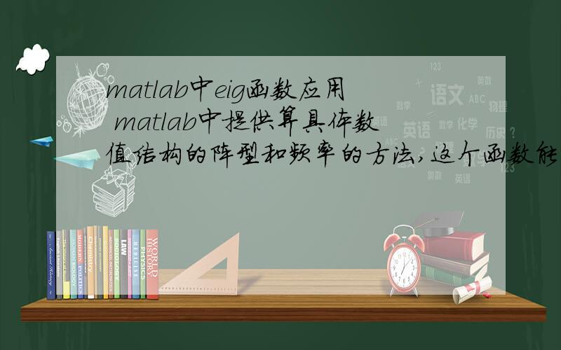 matlab中eig函数应用 matlab中提供算具体数值结构的阵型和频率的方法,这个函数能算带字母的结构吗?