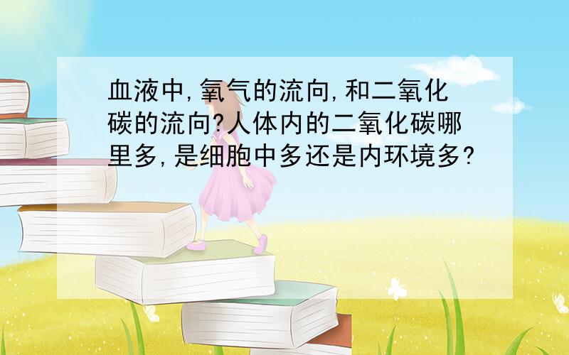 血液中,氧气的流向,和二氧化碳的流向?人体内的二氧化碳哪里多,是细胞中多还是内环境多?