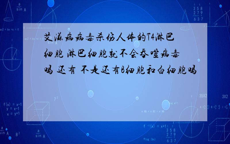 艾滋病病毒杀伤人体的T4淋巴细胞 淋巴细胞就不会吞噬病毒吗 还有 不是还有B细胞和白细胞吗