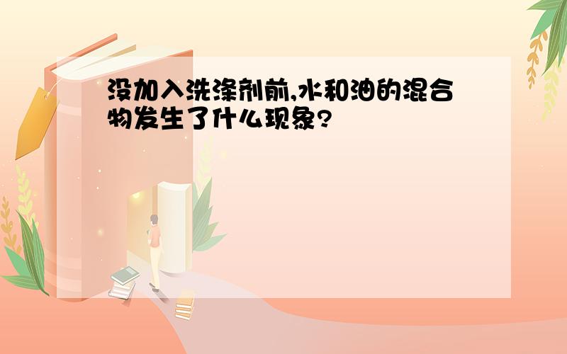 没加入洗涤剂前,水和油的混合物发生了什么现象?