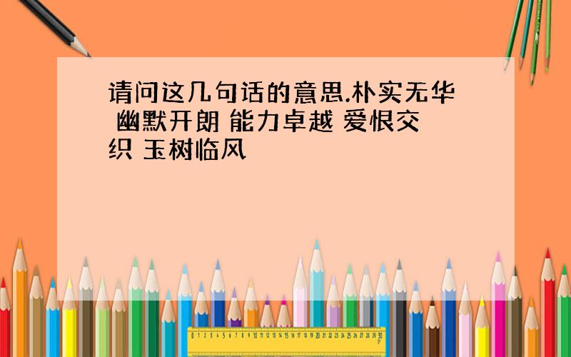 请问这几句话的意思.朴实无华 幽默开朗 能力卓越 爱恨交织 玉树临风