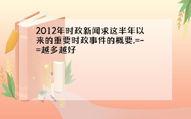 2012年时政新闻求这半年以来的重要时政事件的概要.=-=越多越好