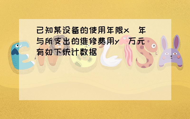 已知某设备的使用年限x（年）与所支出的维修费用y（万元）有如下统计数据