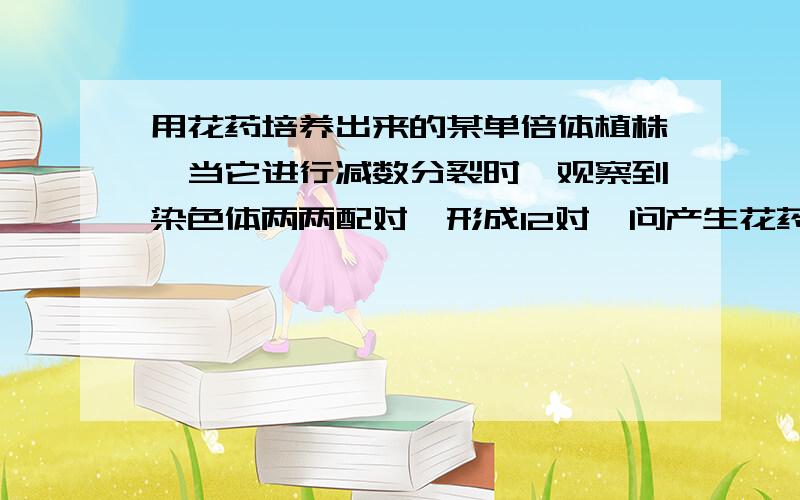 用花药培养出来的某单倍体植株,当它进行减数分裂时,观察到染色体两两配对,形成12对,问产生花药的马铃薯是