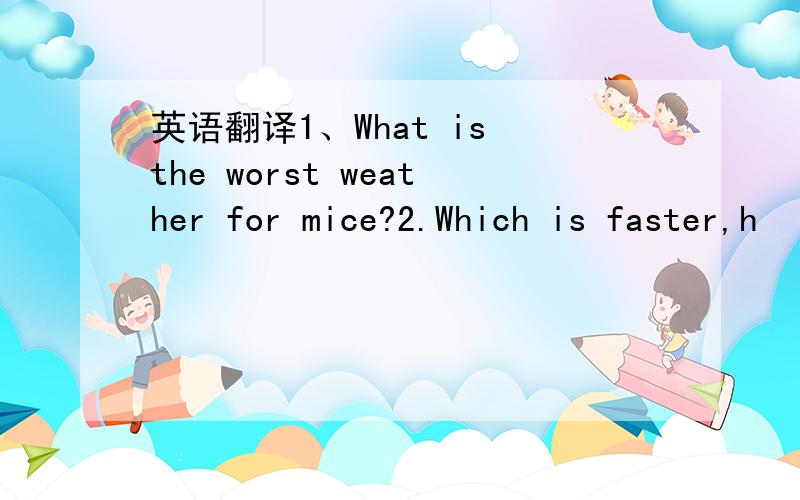 英语翻译1、What is the worst weather for mice?2.Which is faster,h