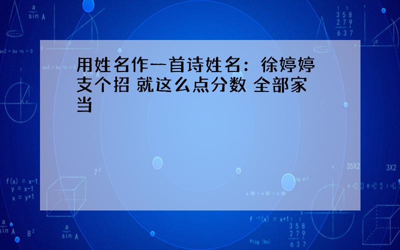 用姓名作一首诗姓名：徐婷婷 支个招 就这么点分数 全部家当