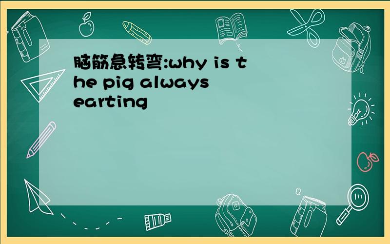 脑筋急转弯:why is the pig always earting