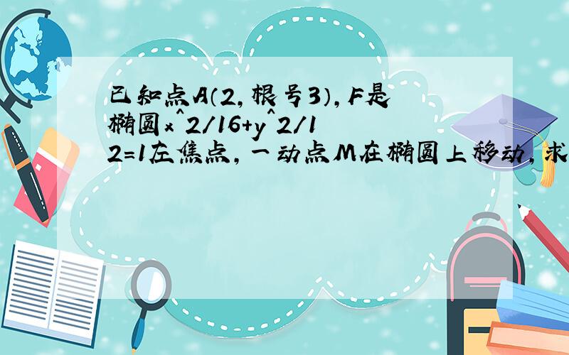 已知点A（2,根号3）,F是椭圆x^2/16+y^2/12=1左焦点,一动点M在椭圆上移动,求AM+2MF最小值和M坐标