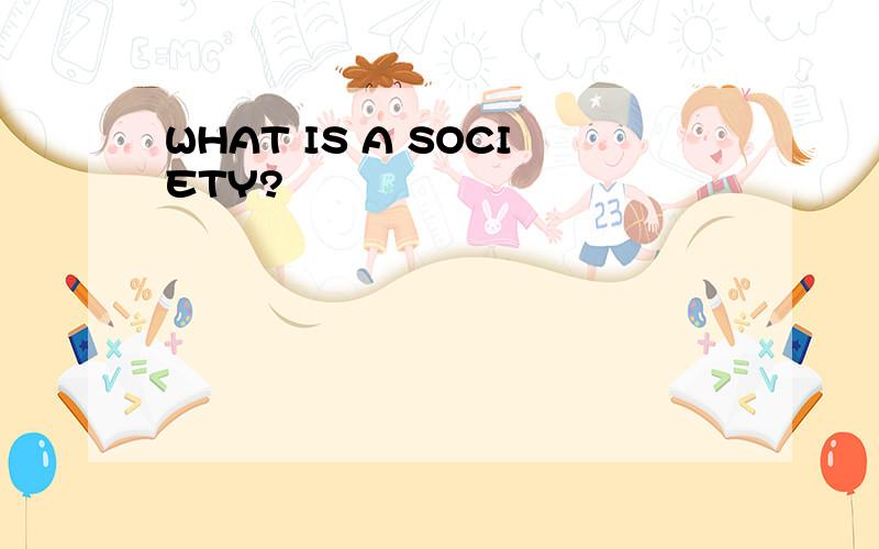 WHAT IS A SOCIETY?