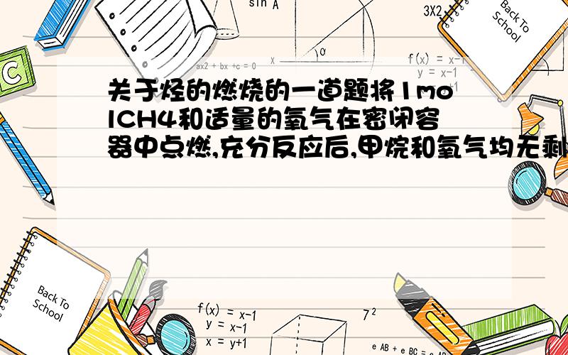 关于烃的燃烧的一道题将1molCH4和适量的氧气在密闭容器中点燃,充分反应后,甲烷和氧气均无剩余,且产物均为气体（101