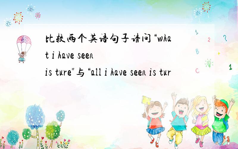 比较两个英语句子请问“what i have seen is ture