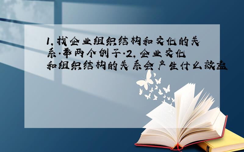 1,找企业组织结构和文化的关系.举两个例子.2,企业文化和组织结构的关系会产生什么效益