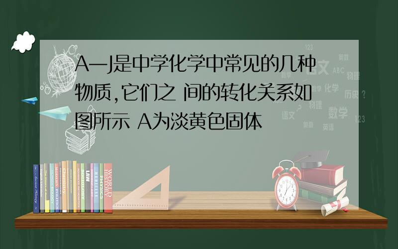 A—J是中学化学中常见的几种物质,它们之 间的转化关系如图所示 A为淡黄色固体