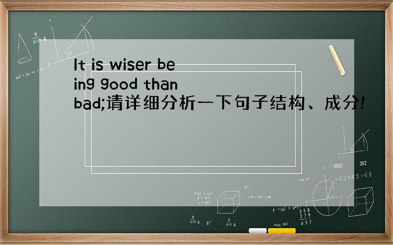 It is wiser being good than bad;请详细分析一下句子结构、成分!