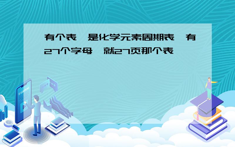 有个表,是化学元素周期表,有27个字母,就27页那个表