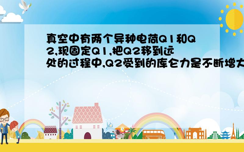 真空中有两个异种电荷Q1和Q2,现固定Q1,把Q2移到远处的过程中,Q2受到的库仑力是不断增大还是不断减小?