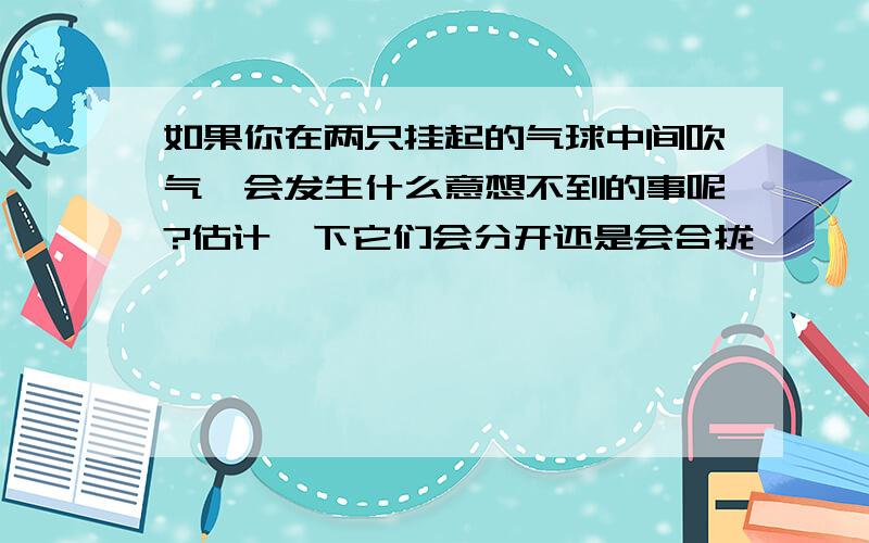 如果你在两只挂起的气球中间吹气,会发生什么意想不到的事呢?估计一下它们会分开还是会合拢