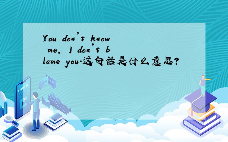 You don't know me, I don't blame you.这句话是什么意思?