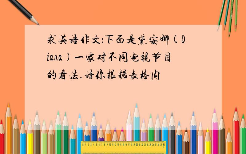 求英语作文：下面是黛安娜(Diana)一家对不同电视节目的看法.请你根据表格内